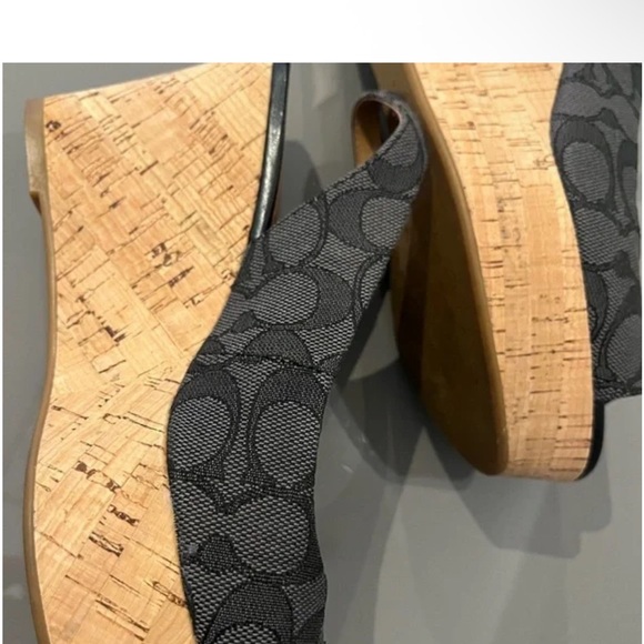 Coach Black Patterned Open-Toe Heels - Picture 6 of 6